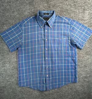 Alexander Julian Colours Thomaston Twill Plaid Button Shirt XL Blue